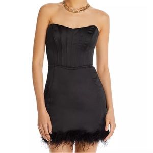 Aqua Bustier Feather Trim Dress XS